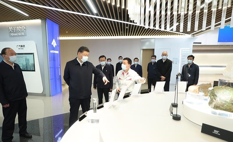 2023年4月12日，習近平總書記在廣東廣汽埃安新能源汽車股份有限公司考察。