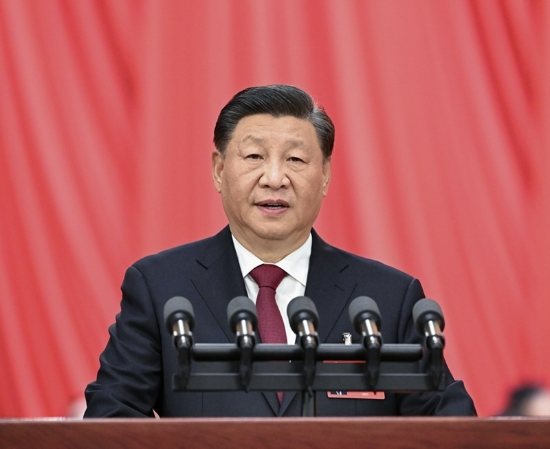 2022年10月16日，習近平在中國共產(chǎn)黨第二十次全國代表大會上作報告。