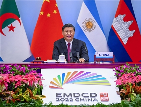 2022年6月24日晚，國(guó)家主席習(xí)近平在北京以視頻方式主持全球發(fā)展高層對(duì)話會(huì)并發(fā)表重要講話。