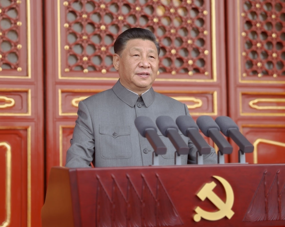 2021年7月1日，慶祝中國共產(chǎn)黨成立100周年大會在北京天安門廣場隆重舉行。習(xí)近平發(fā)表重要講話。新華社記者 鞠鵬 攝