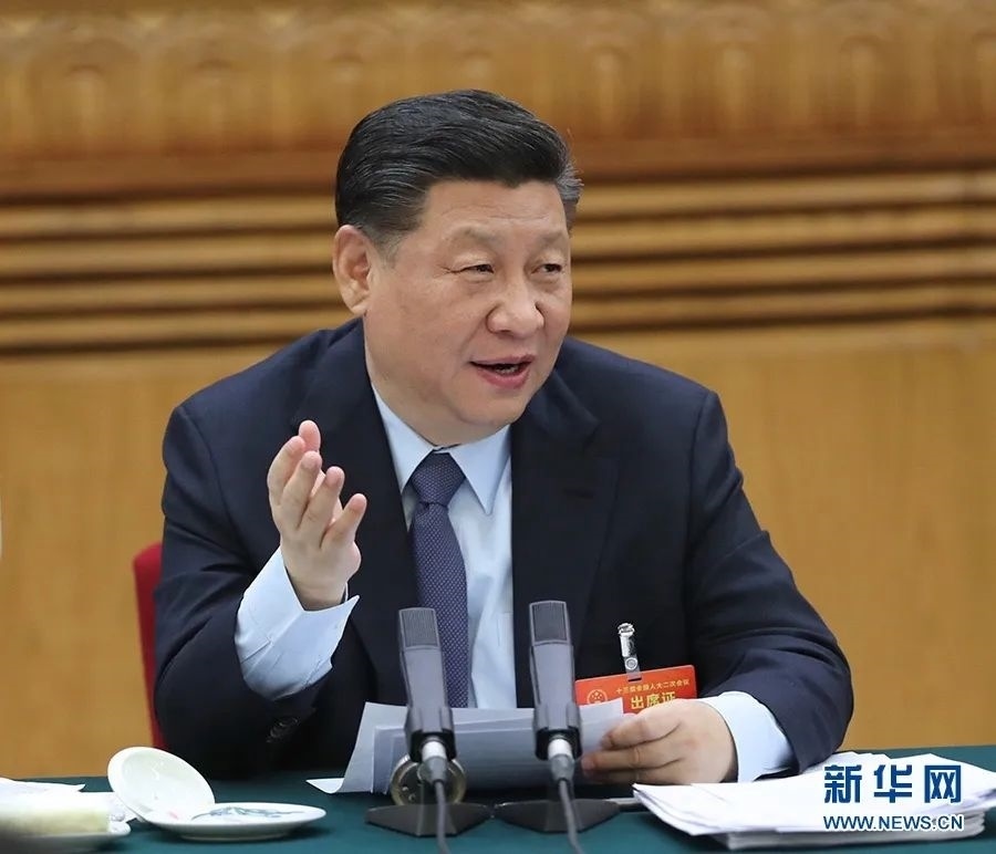 2019年3月7日，習(xí)近平參加十三屆全國(guó)人大二次會(huì)議甘肅代表團(tuán)的審議。新華社記者 鞠鵬 攝