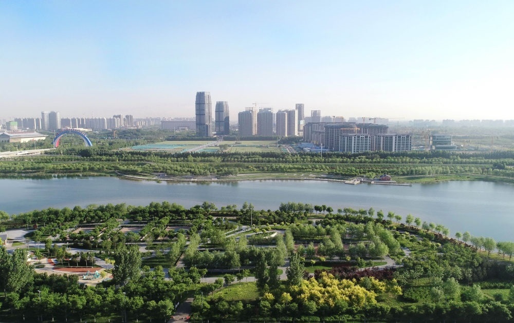 石家莊市滹沱河景色（2022年5月16日攝，無人機照片）。新華社記者 楊世堯 攝