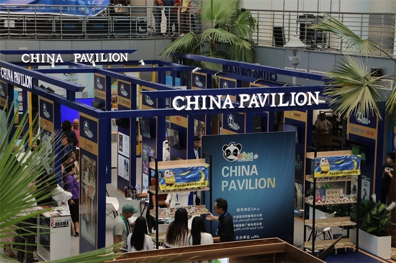 中國聯(lián)合展臺亮相阿拉伯廣播電視節(jié)。主辦方供圖