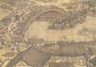 中國畫《清明上河圖》（局部），作者為北宋張擇端。 故宮博物院藏