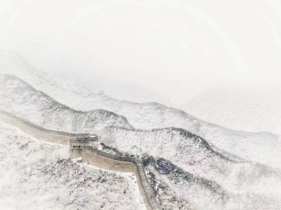 朱銳拍攝的長城雪景。（受訪者供圖）