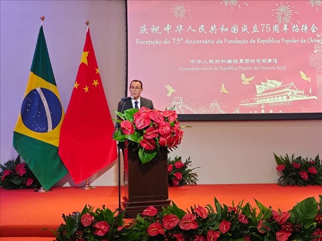 塞爾希培州州長代表、副州長索布拉爾在招待會上致辭。 中國駐累西腓總領館供圖