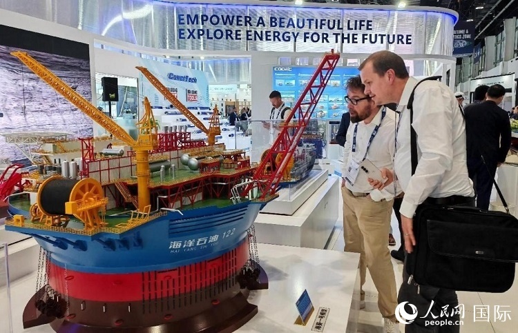 觀眾在中企展臺(tái)參觀。人民網(wǎng)記者管克江攝